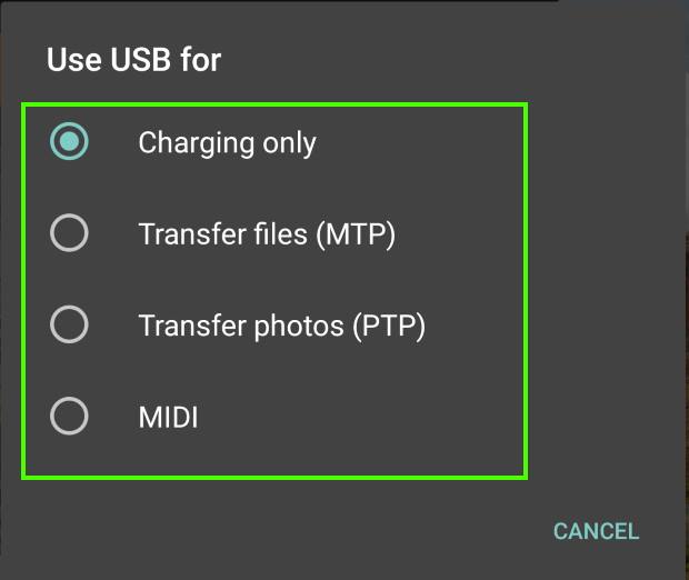 USB options in Android Marshmallow