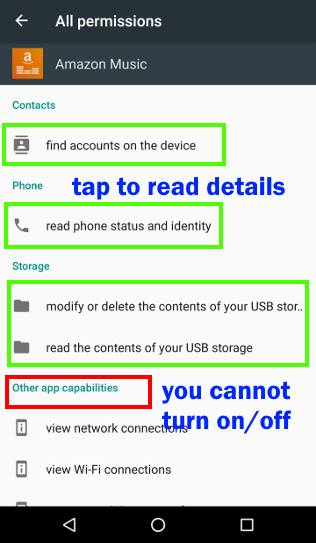manage app permissions for a specific app in Android Marshmallow