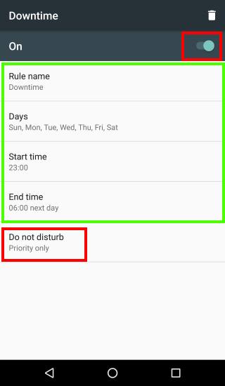 configure downtime for Do not Disturb in Android Marshmallow