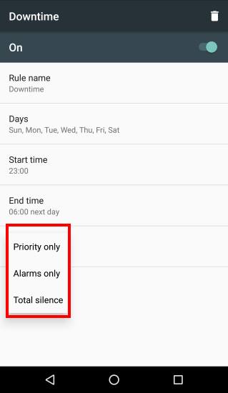 configure downtime for Do not Disturb in Android Marshmallow