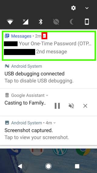 bundled notifications in Android Nougat notification panel