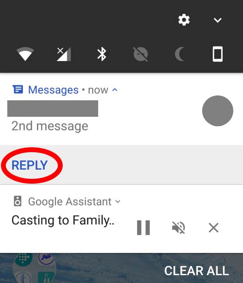  direct reply in Android Nougat notification panel