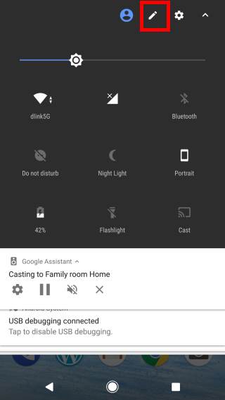 access and use quick settings panel in Android Nougat
