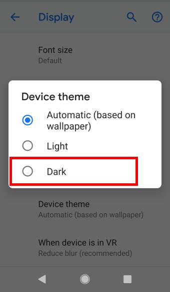 enable and use Android Pie dark mode (dark theme)