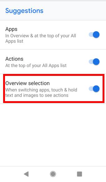 enable overview selection