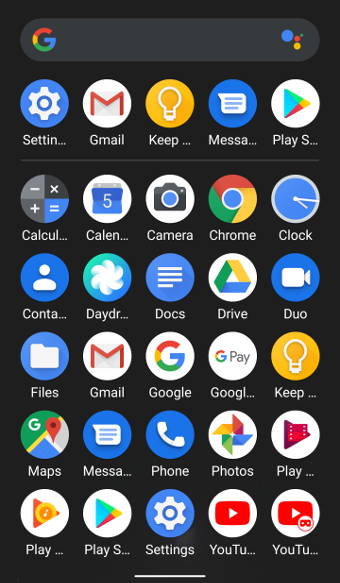 Android 10 App drawer