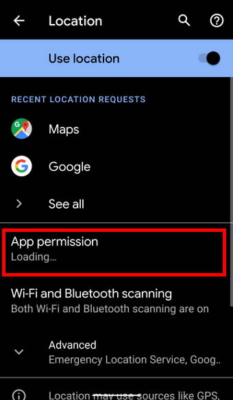 Android 10 Location settings