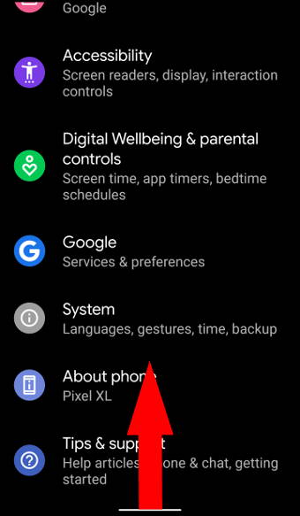 Android 10 Settings page