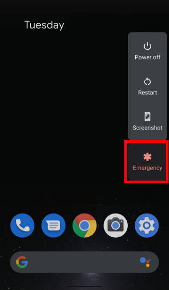 Android 10 power button menu