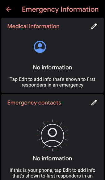 Android 10 Emergency Information