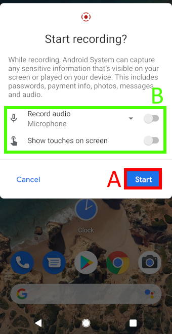 Android 11 native screen recorder