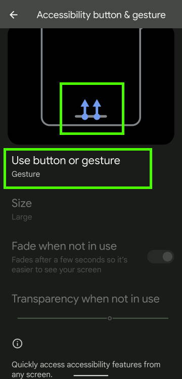 use gesture to enable or disable Extra  Dim