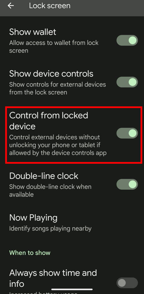 Control home devices without unlocking the phone/tablet