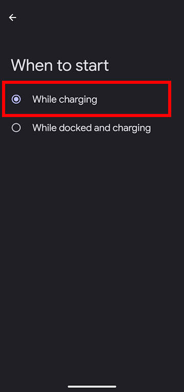 Android 15: start landroid sceen saver  when charging 