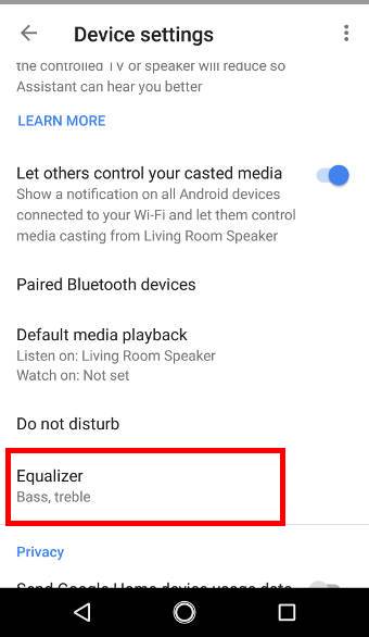 adjust the equalizer (EQ) of Google Home, Google Home Mini, and Google Home Max