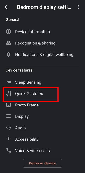 enable quick gestures on Nest Hub 2nd Gen