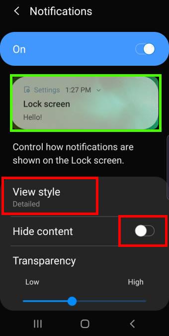  control notifications on Galaxy S10 lock screen