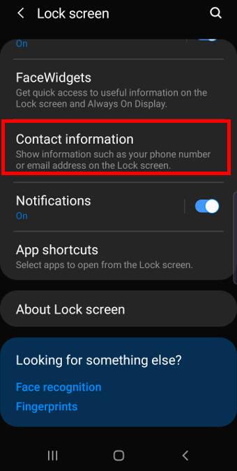 add contact info to the lock screen