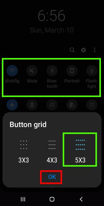 use button grid to arrange Galaxy S10 quick setting buttons