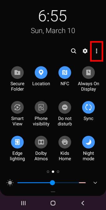 manage Galaxy S10 quick setting buttons