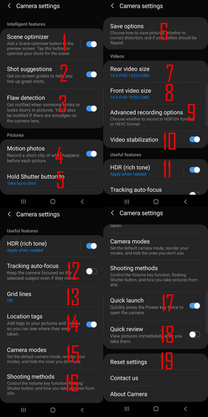 Galaxy S10 camera settings explained