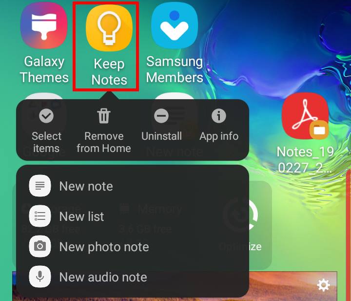 Understand Contents of Galaxy S10 Home Screen
