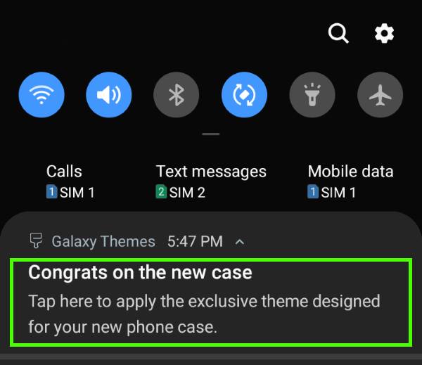 notification about new case recognized by Galaxy S10