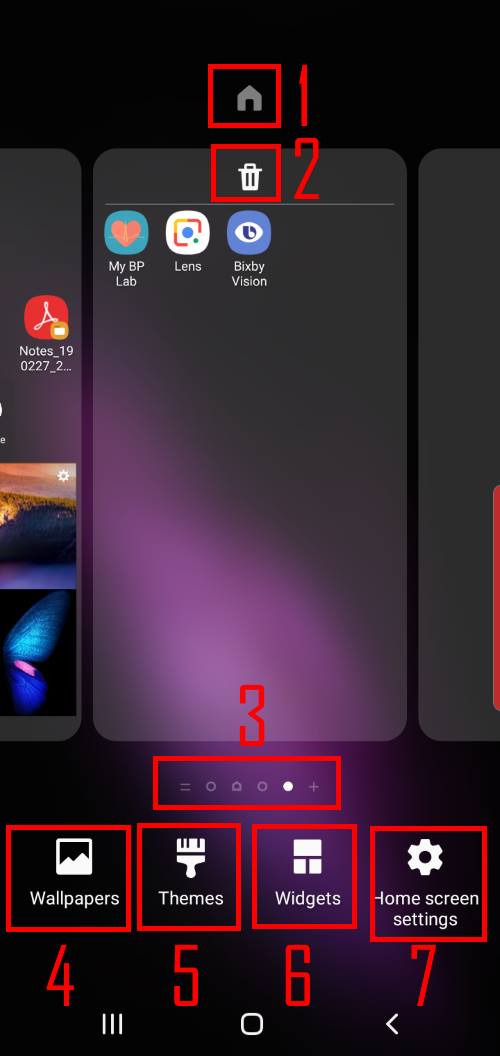 the features of Galaxy S10 home screen edit mode