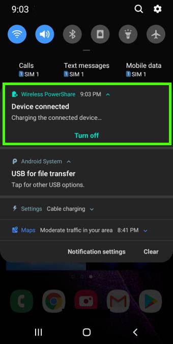 use wireless PowerShare to charge other devices