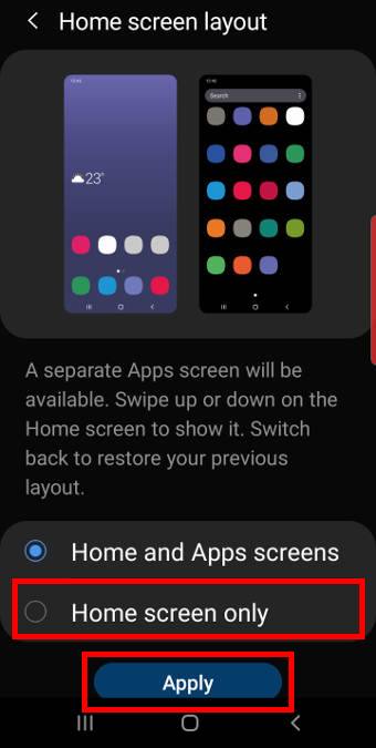 hide the Galaxy S10 Apps screen