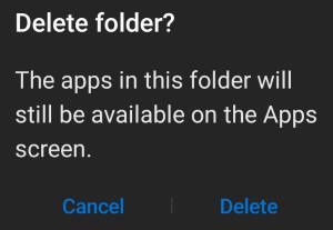 delete an app folder from the Apps screen