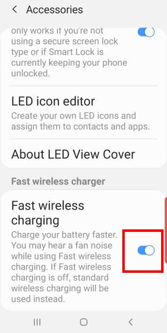 disable fast wireless charging on Galaxy S10