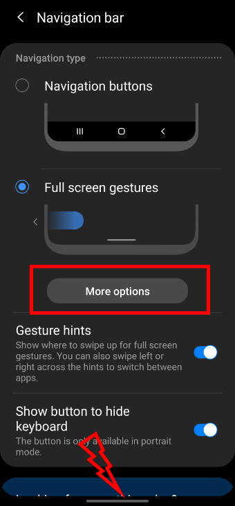 switch from navigation buttons to Galaxy S20 navigation gestures