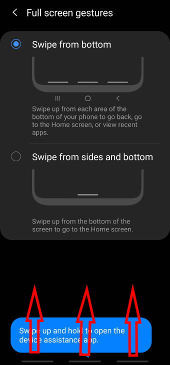 switch from navigation buttons to Galaxy S20 navigation gestures
