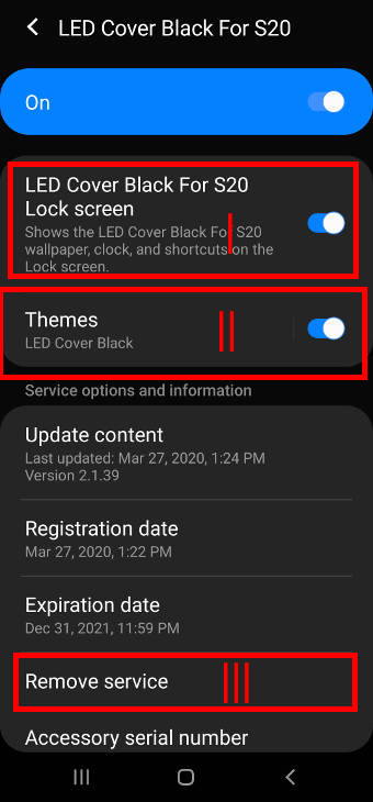 Change settings for Galaxy Friends for Galaxy S20 LED cover