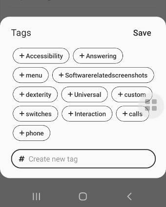 Add tags to screenshot taken on Galaxy S20