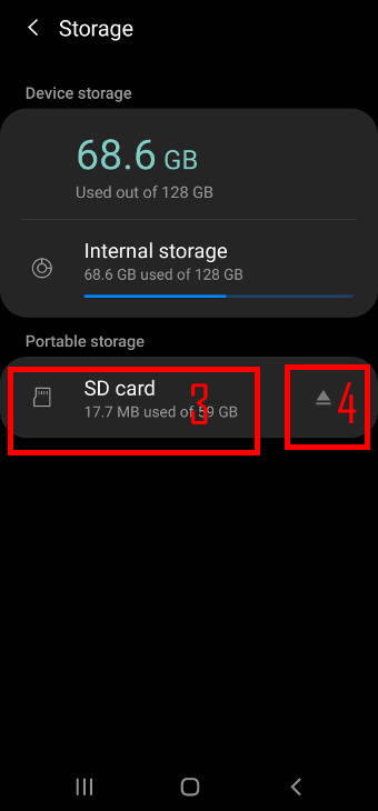 manage micro SD card on Galaxy S20