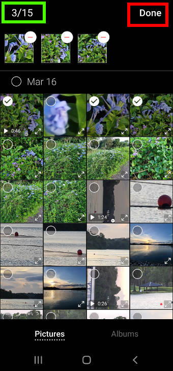 select multiple photos for Galaxy S20 wallpapers