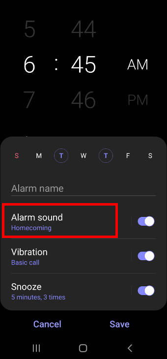 adjust volume for alarms on Galaxy S20