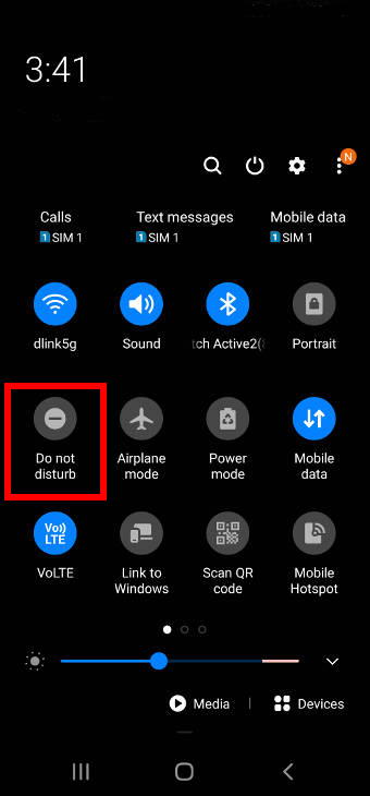 enable and disable Do Not Disturb on Samsung Galaxy S20 on-the-fly