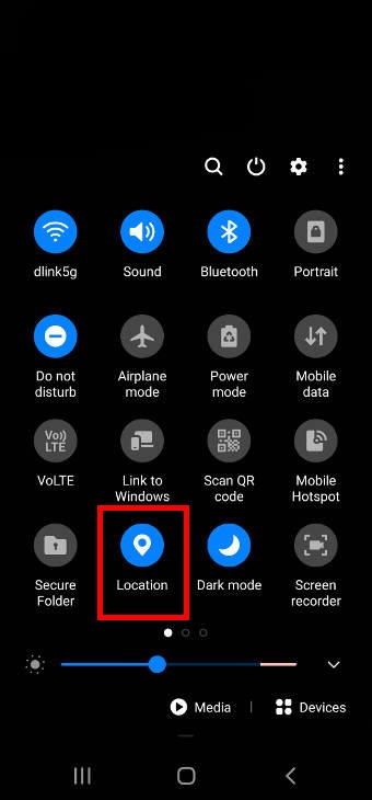 turn on and turn off location services on Galaxy S20