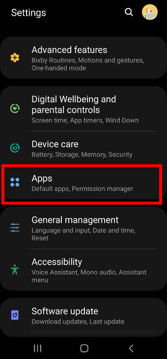 Galaxy S20 application manager