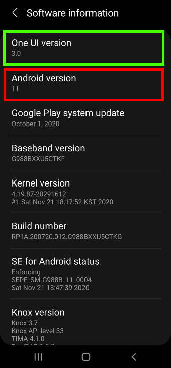 updated Galaxy S20 to Android 11