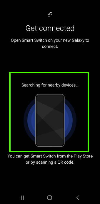 migrate to Galaxy S21: searching for nearby devices