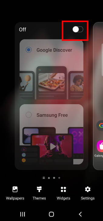 disable Google Discover and Samsung Free