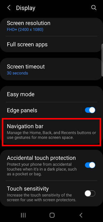 Galaxy S21 display settings