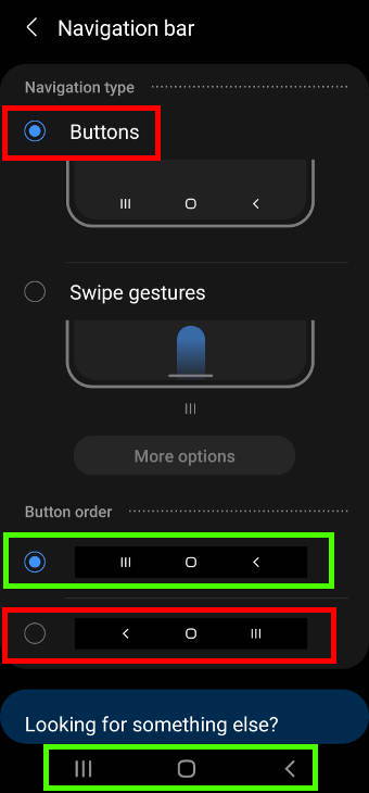 customize Galaxy S21 navigation buttons layout