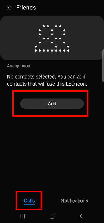 Assign contacts to led icons 