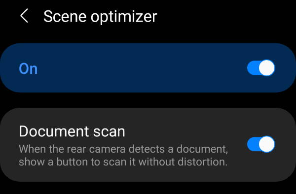 Galaxy S21 camera document scan