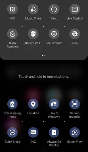  use Galaxy S21 quick settings panel